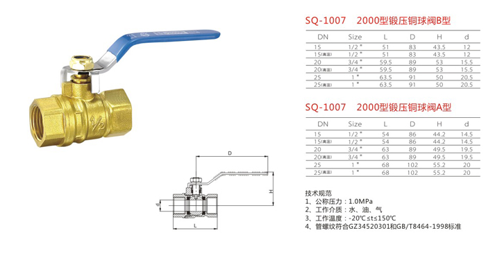 SQ-1007　2000型鍛壓銅球閥