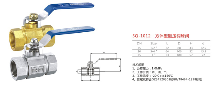 SQ-1012　方體型鍛壓銅球閥